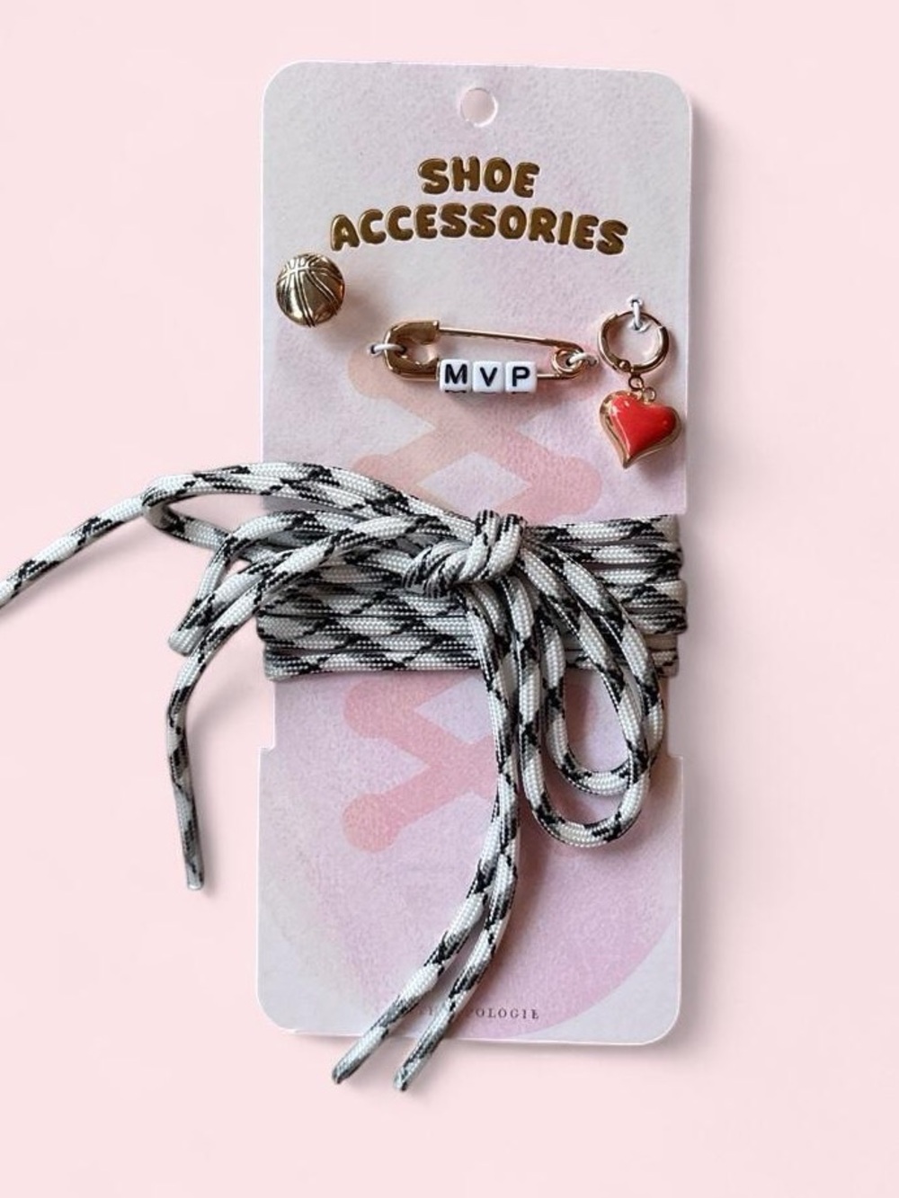Anthropologie Black & White Checker Shoelace Charm Set